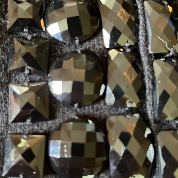 TRINA TURK Size Medium Crop Cardigan Black Gemstones Trim Cashmere Cotton $249 - Picture 9 of 16